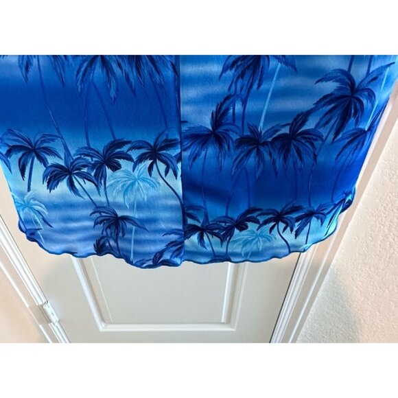 Halter Neck Blue Palm Tree Print Dress By Lipstick Damore - Picture 9 of 9